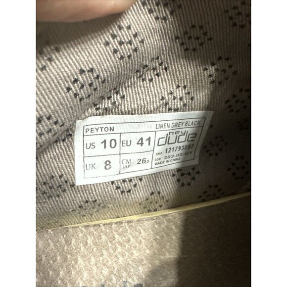 HEY DUDE WOMEN'S PEYTON LINEN canvas tribal GREY SIZE US 10 - Picture 5 of 6